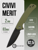 Нож CIVIVI Merit, Black Stonewashed 14C28N, G10 OD Green Handle, C24012-2 Нож CIVIVI Merit, Black Stonewashed 14C28N, G10 OD Green Handle, C24012-2